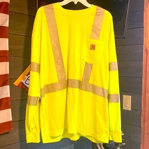 Carhartt Hi-Vis Yellow Long-Sleeve Safety Pocket Tee